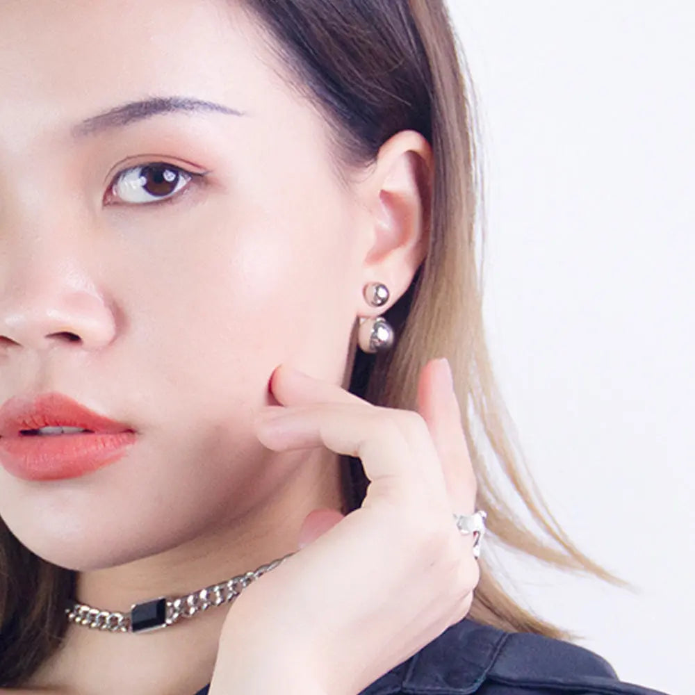 Silver Plated Double Ball Earrings - Salty Accessories