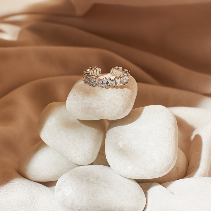 Silver criss-cross tennis ring - Salty Accessories