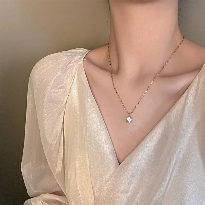 Single Crystal Chain Necklace - Salty Accessories