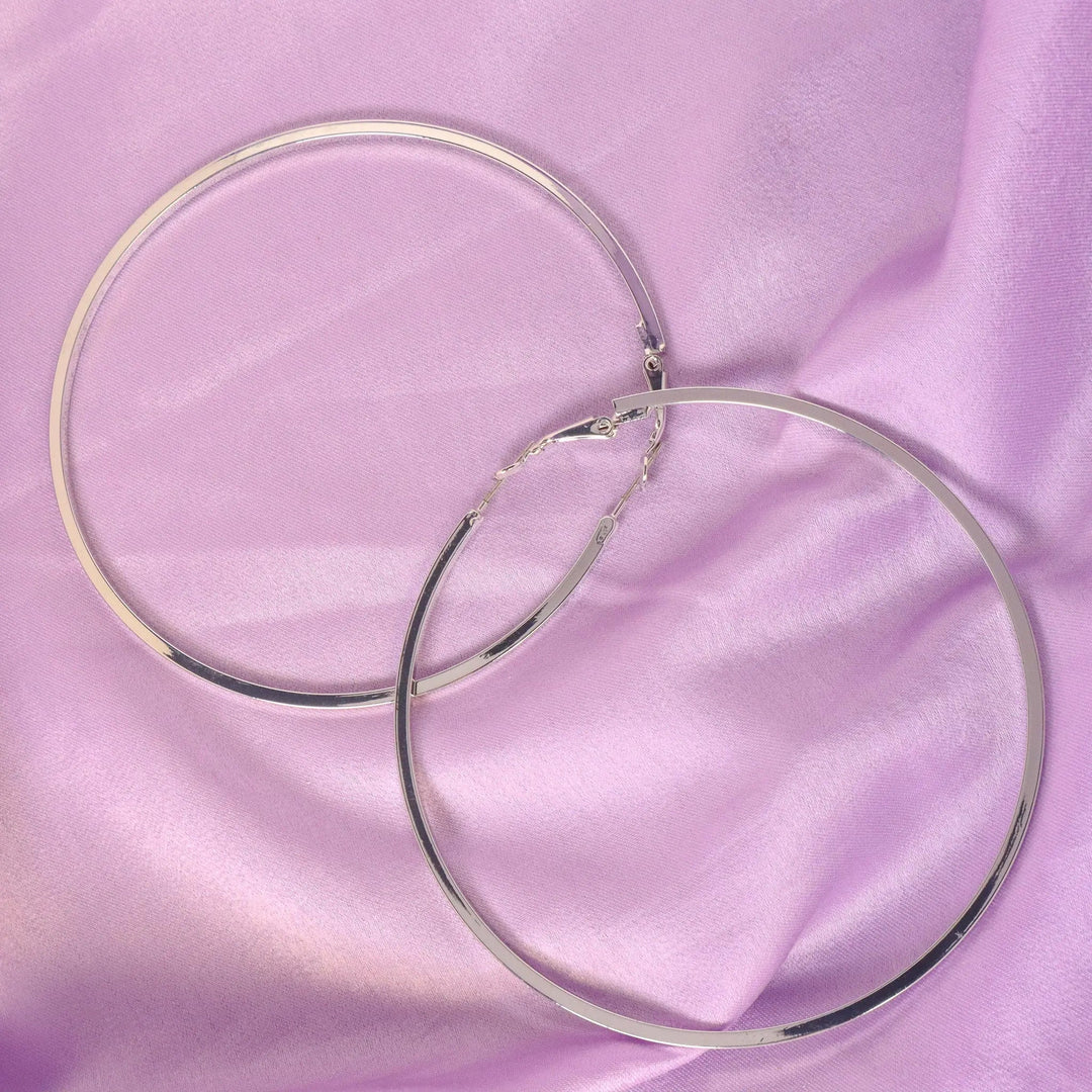 Snowy Stainless Steel Silver Hoops - Large