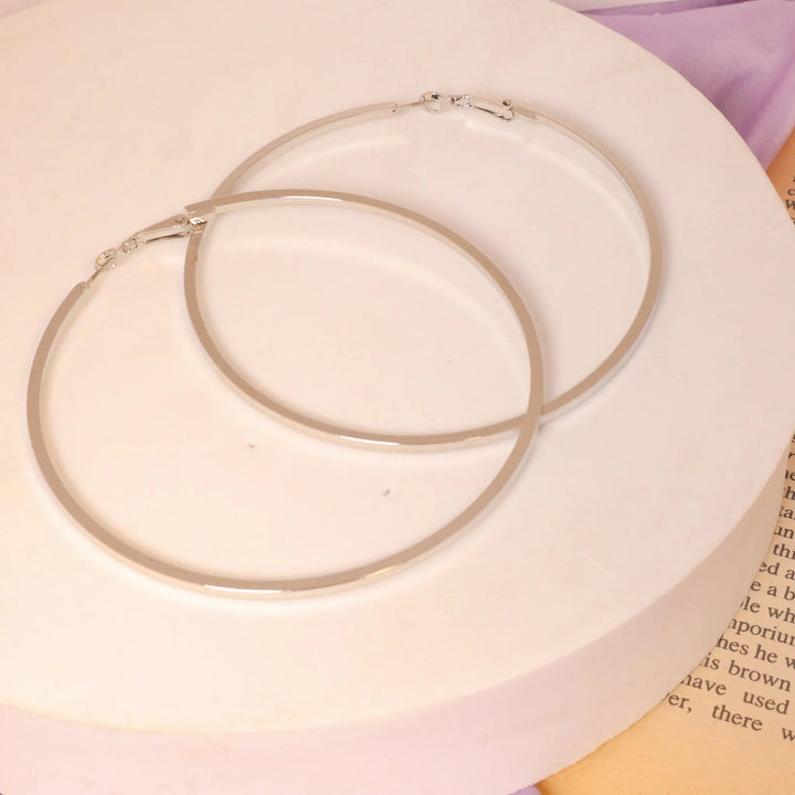 Snowy Stainless Steel Silver Hoops - Large