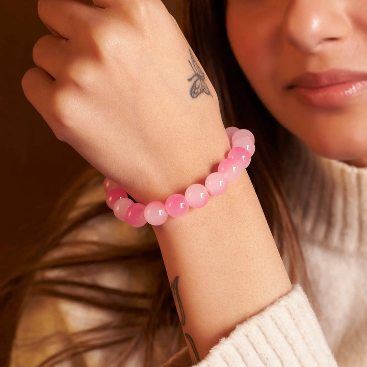 Soft Rose Quartz Beaded Bracelet - Salty Accessories