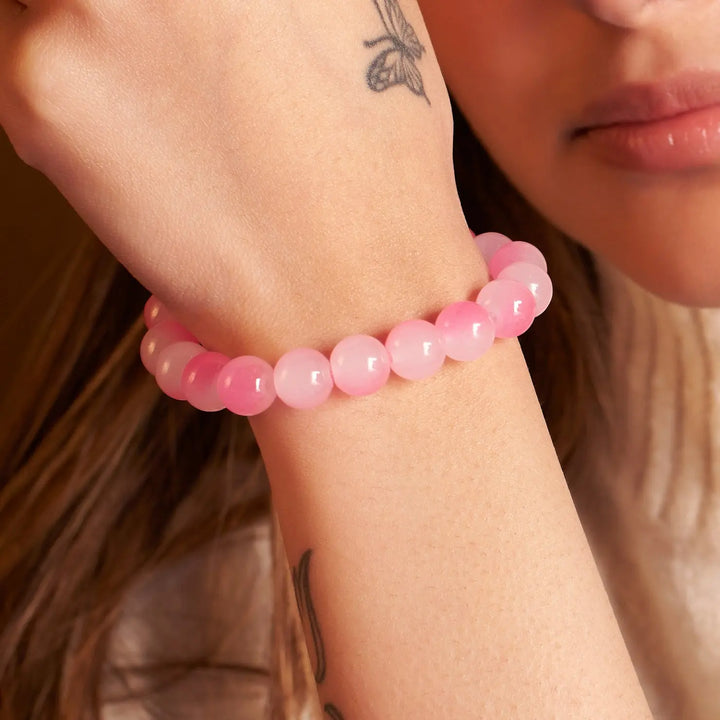 Soft Rose Quartz Beaded Bracelet - Salty Accessories