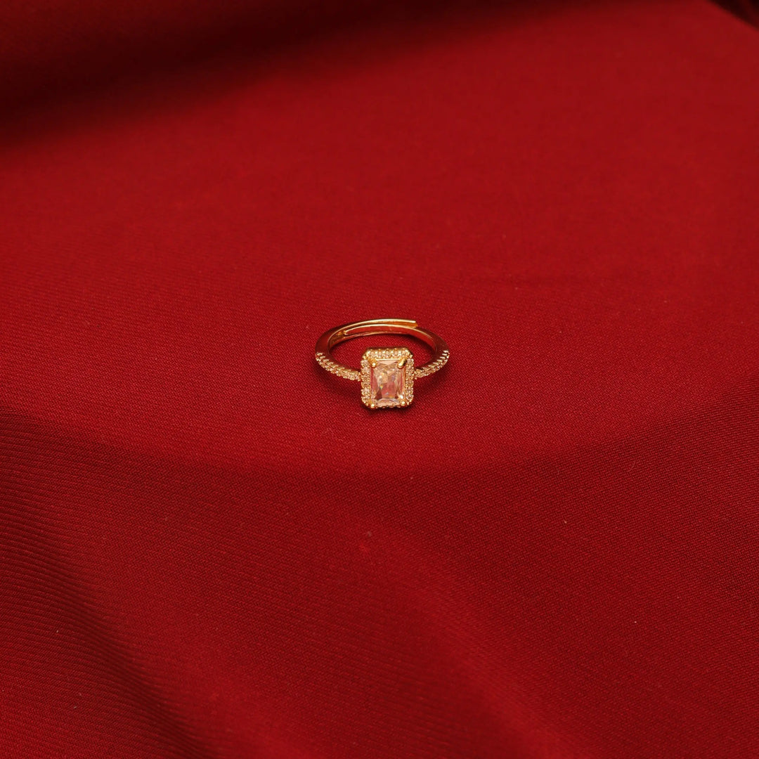 Span Studded Solitaire Gold Ring With Valentine Box | Salty
