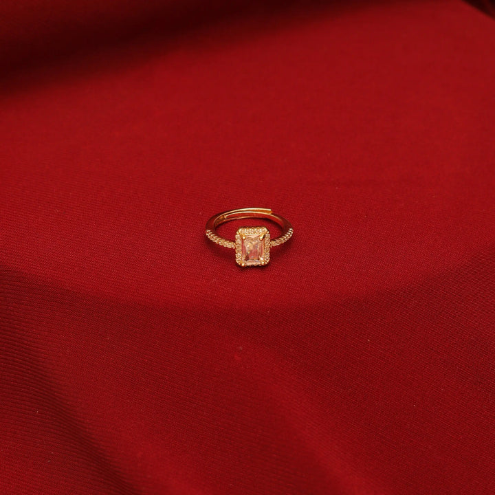 Span Studded Solitaire Gold Ring With Valentine Box | Salty