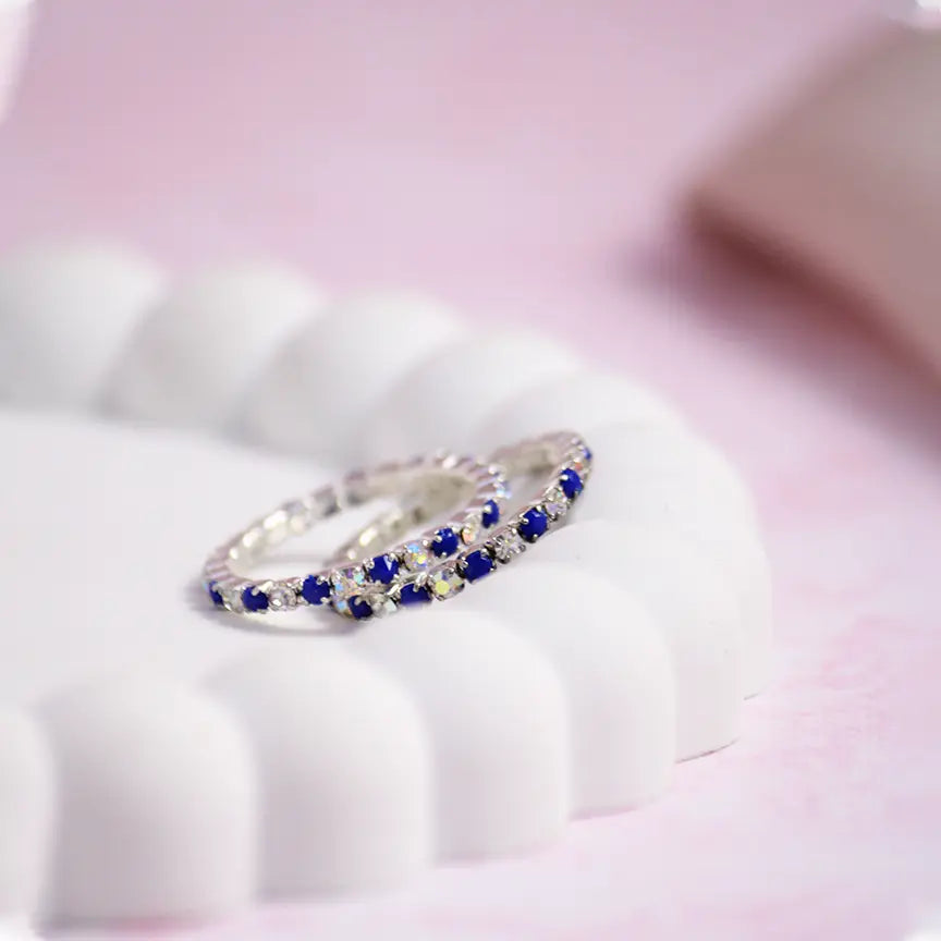 Sparkling Wavy - Stretchable Ring (Set of 2)