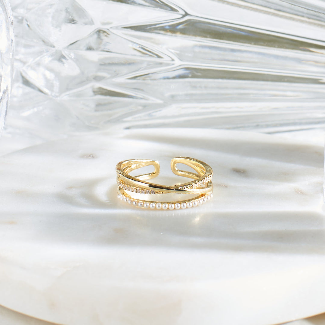 Sparkling Symphony Golden Ring - Salty Accessories