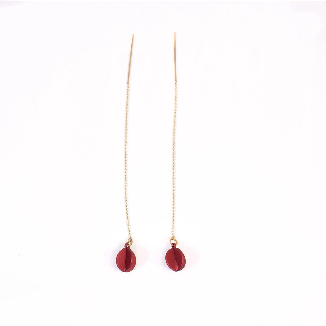 Sphere Threader Pull-out Drop Earrings - Burgundy