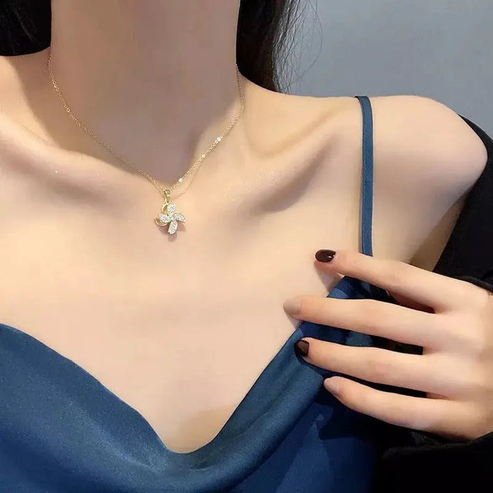 Spinning Windmill Zircon Necklace - Gold - Salty Accessories