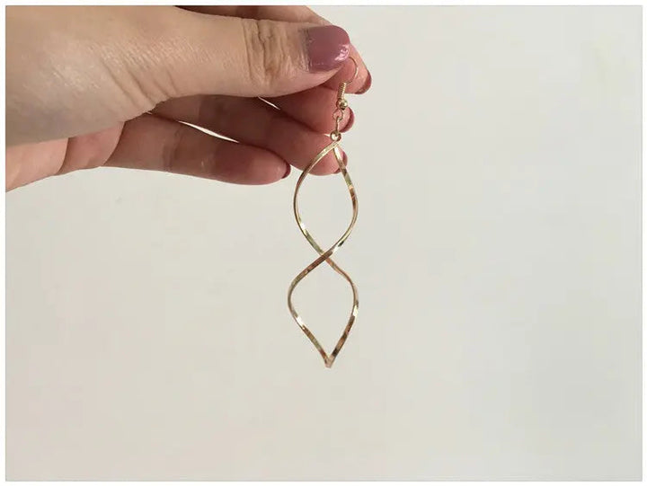 Spiral Twisted Wave Metal Drop Earrings - Salty Accessories