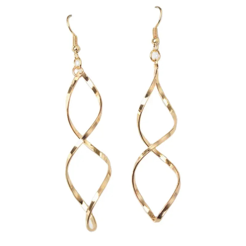 Spiral Twisted Wave Metal Drop Earrings - Salty Accessories