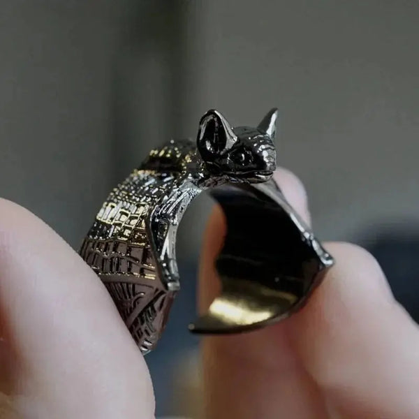 Spooky Bat Black Ring