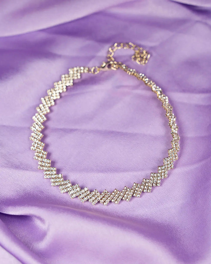 Square Splicing Zirconia Studded necklace - Salty Accessories