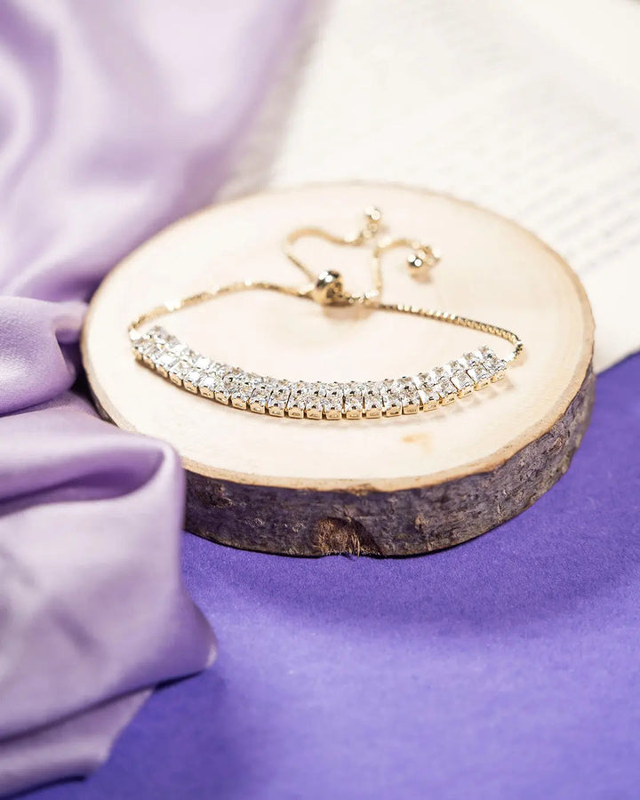 Stacked Diamond Tennis Bracelet- Gold - Salty Accessories