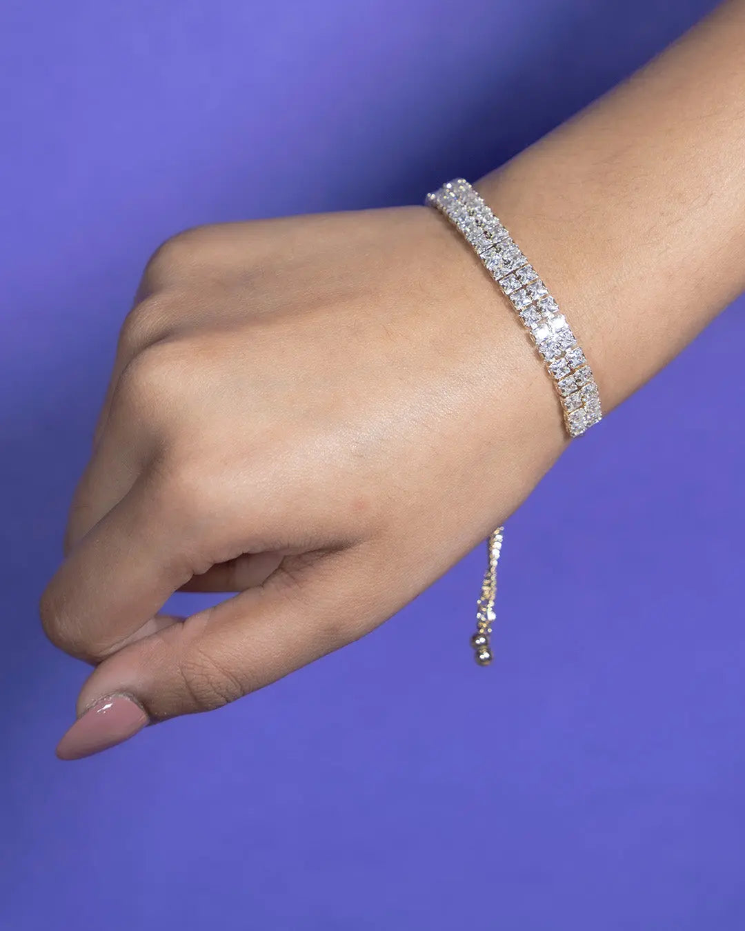 Stacked Diamond Tennis Bracelet- Gold - Salty Accessories