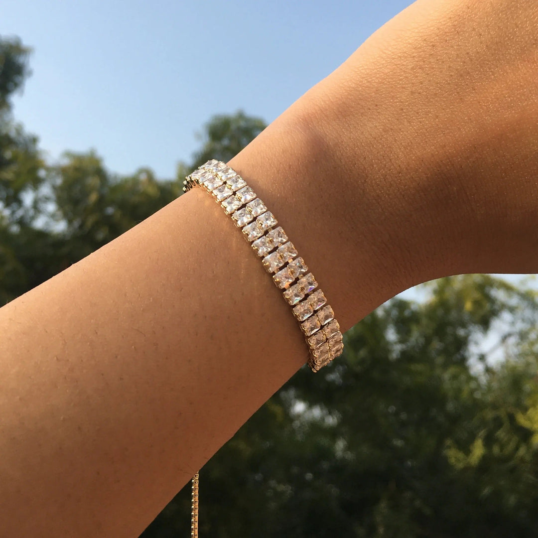 Stacked Diamond Tennis Bracelet- Gold - Salty Accessories