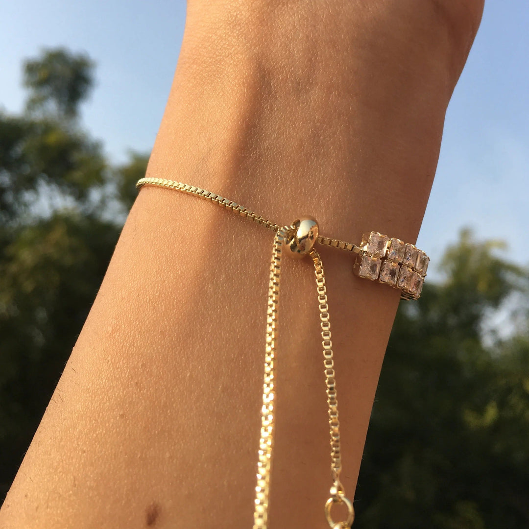 Stacked Diamond Tennis Bracelet- Gold - Salty Accessories
