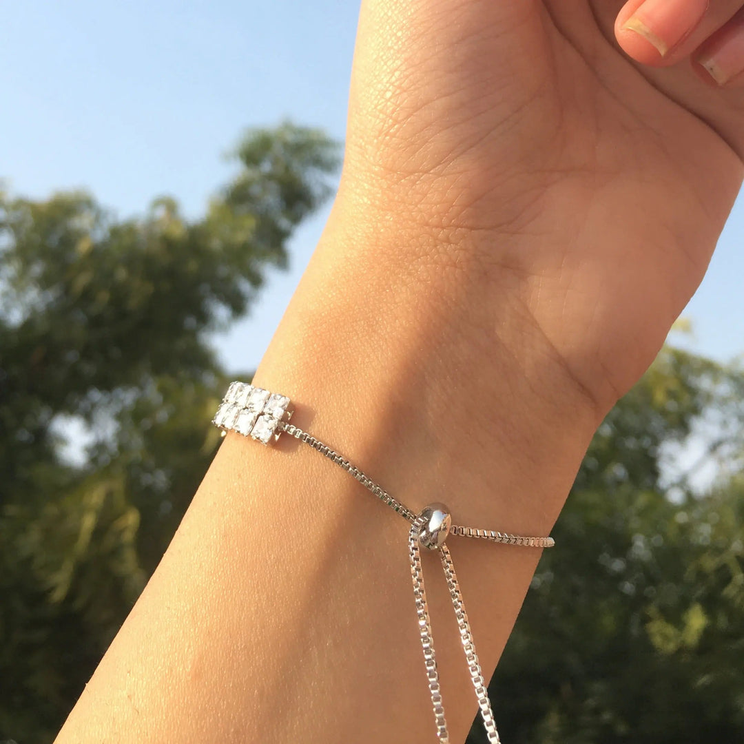 Stacked Diamond Tennis Bracelet - Silver - Salty Accessories