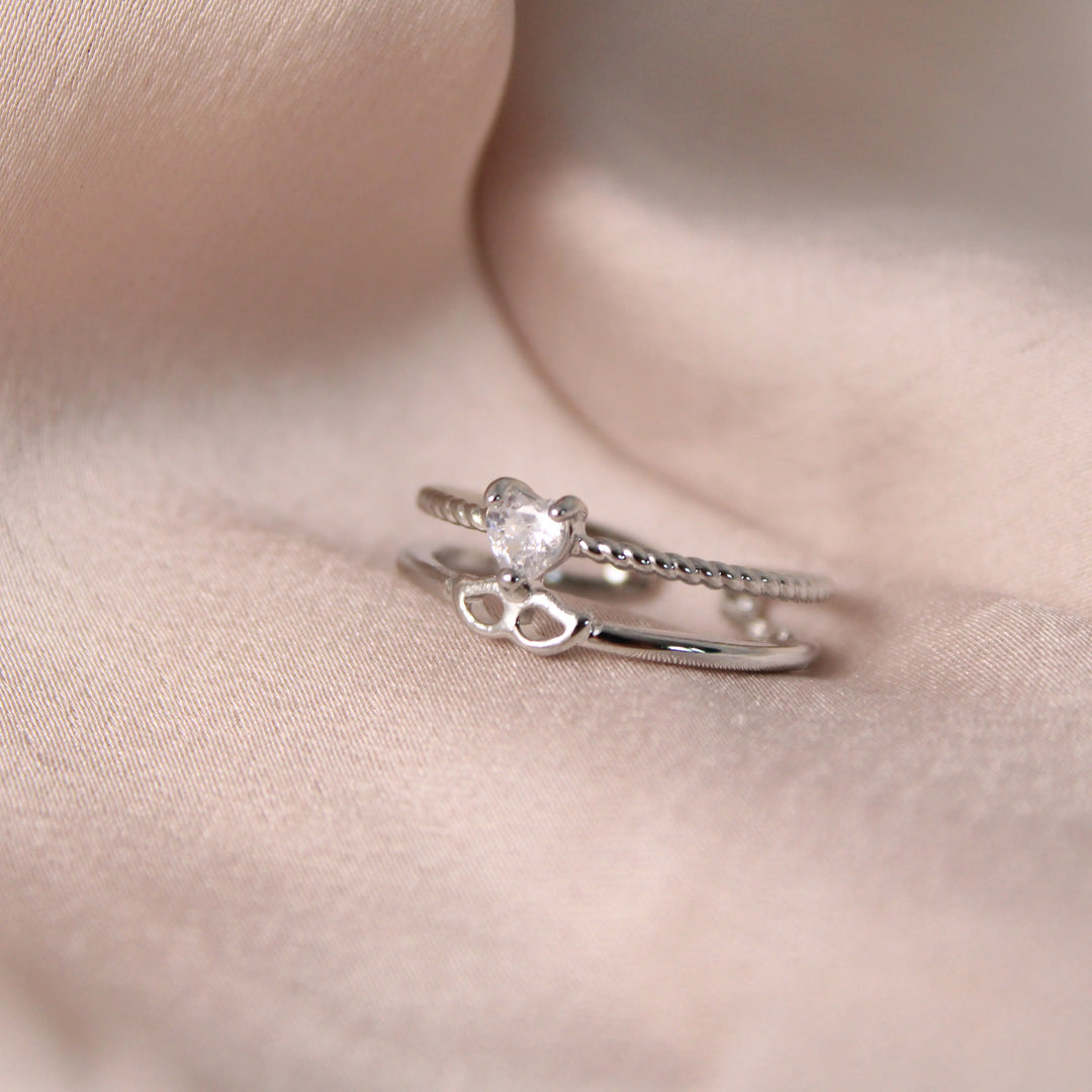 Stacked Silver Diamond Ring