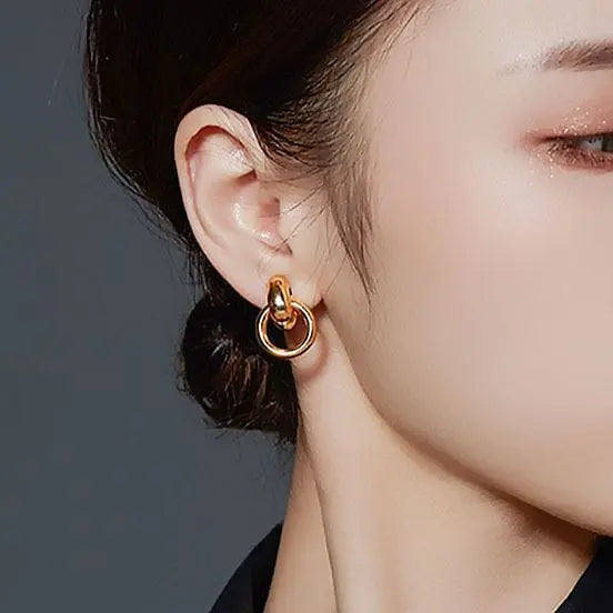 Cute Bangle Hoops Earrings - Gold