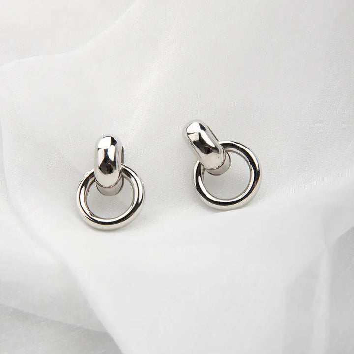 Stainless Steel Cute Bangle Hoops Earrings - Silver - Salty Accessories