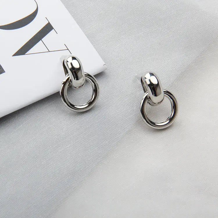 Stainless Steel Cute Bangle Hoops Earrings - Silver - Salty Accessories