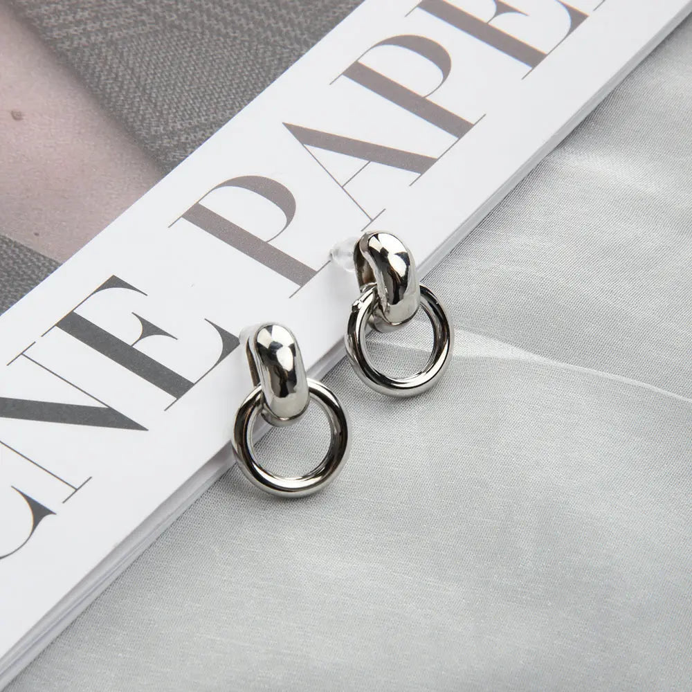 Stainless Steel Cute Bangle Hoops Earrings - Silver - Salty Accessories