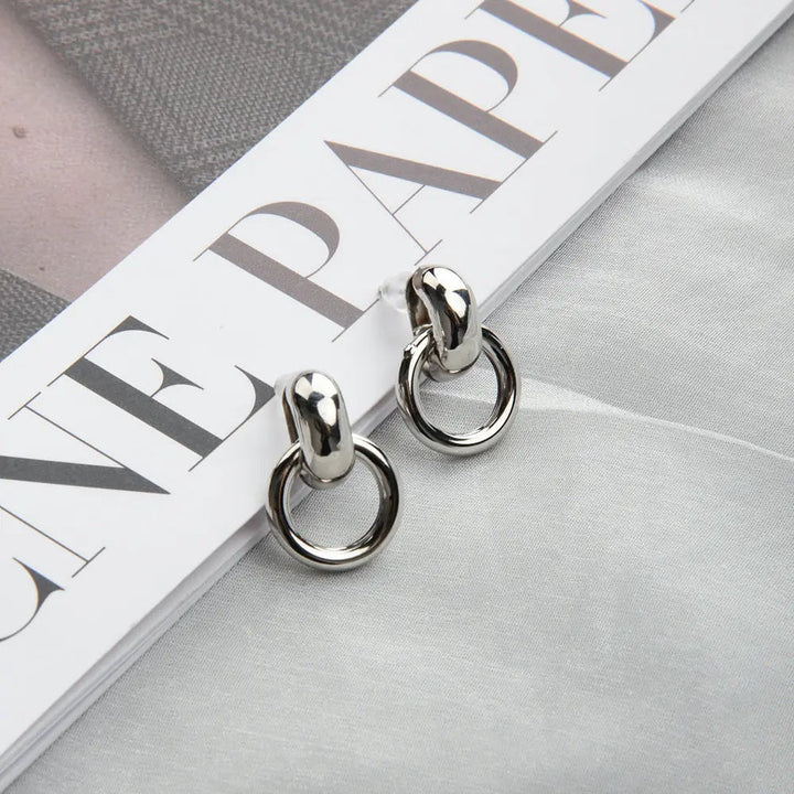 Stainless Steel Cute Bangle Hoops Earrings - Silver - Salty Accessories