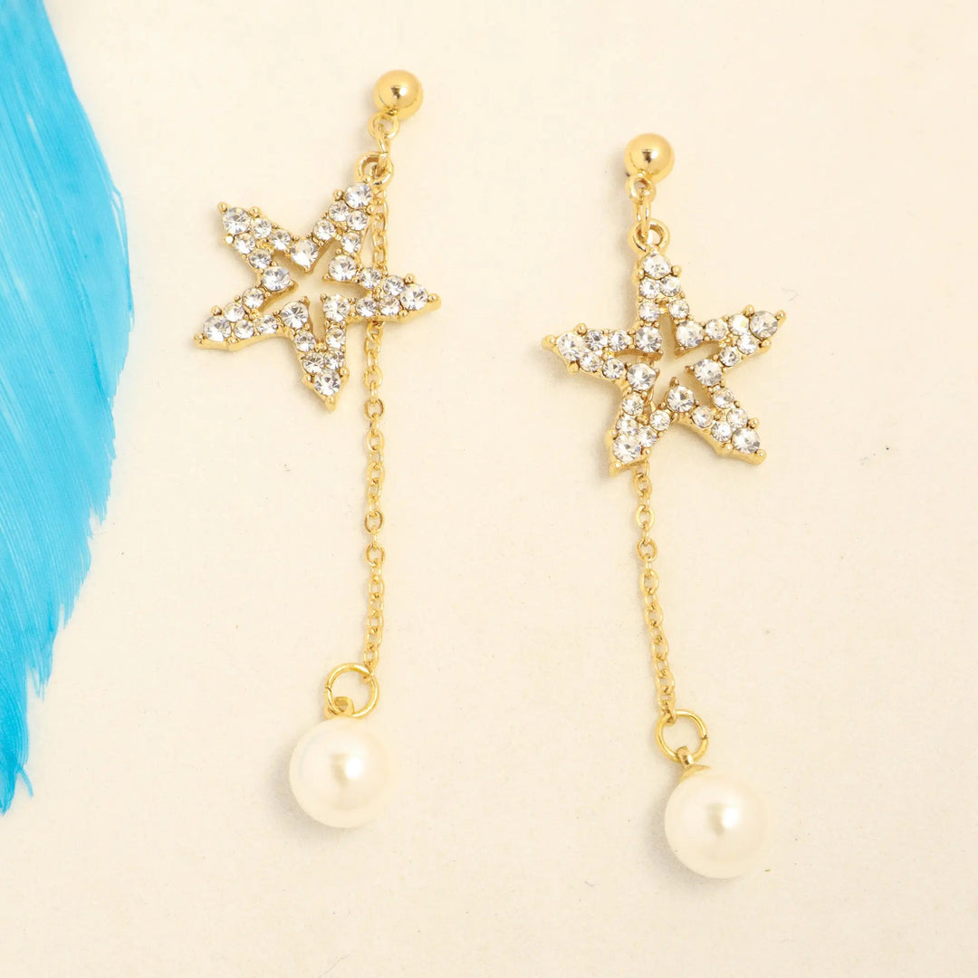 Star Pearl Tassel Earrings