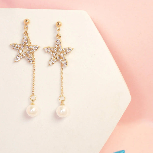 Star Pearl Tassel Earrings