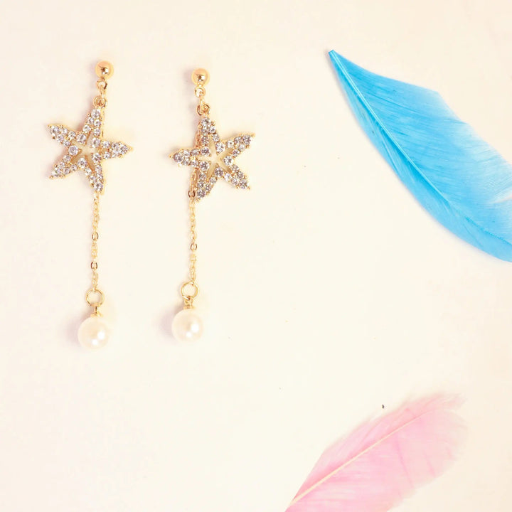 Star Pearl Tassel Earrings