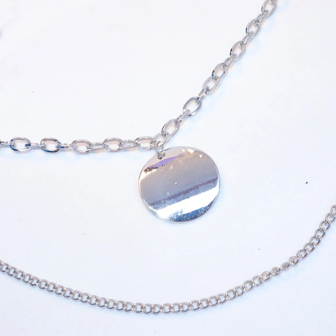 Steel Plate Silver Layered Necklace - Salty Accessories