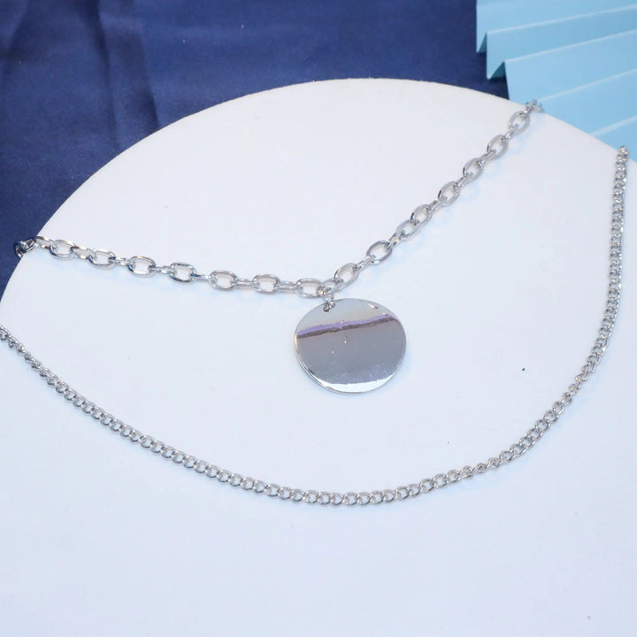 Steel Plate Silver Layered Necklace - Salty Accessories