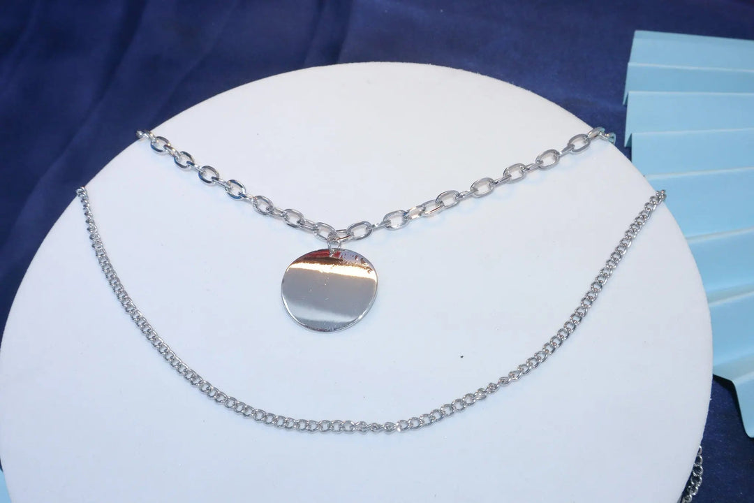 Steel Plate Silver Layered Necklace - Salty Accessories
