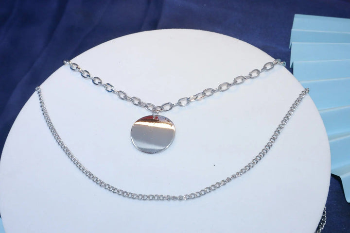 Steel Plate Silver Layered Necklace - Salty Accessories