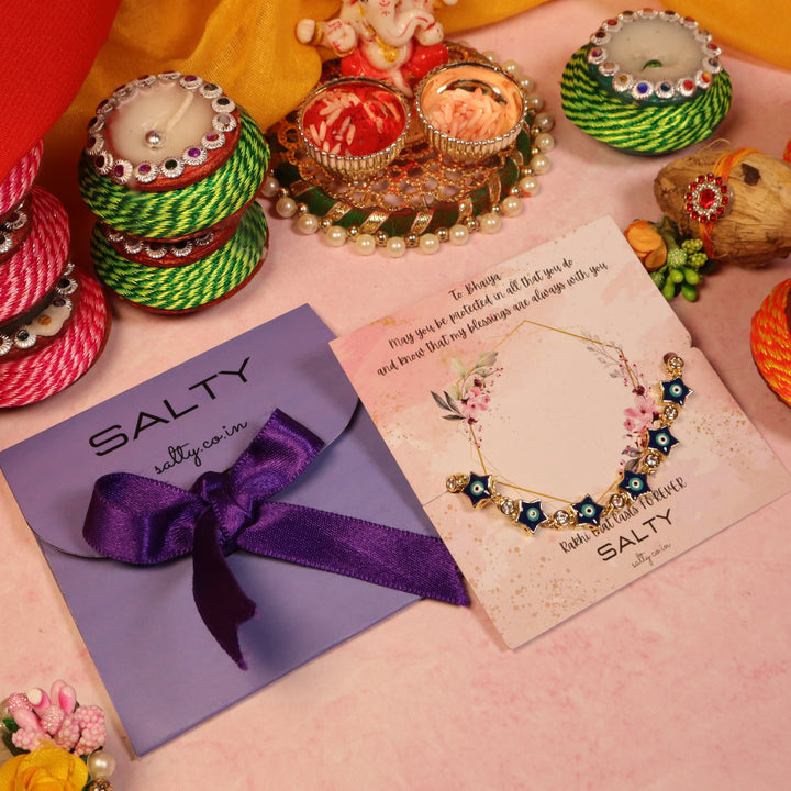 Stellar Evil Eye Rakhi Gift Box For Sister