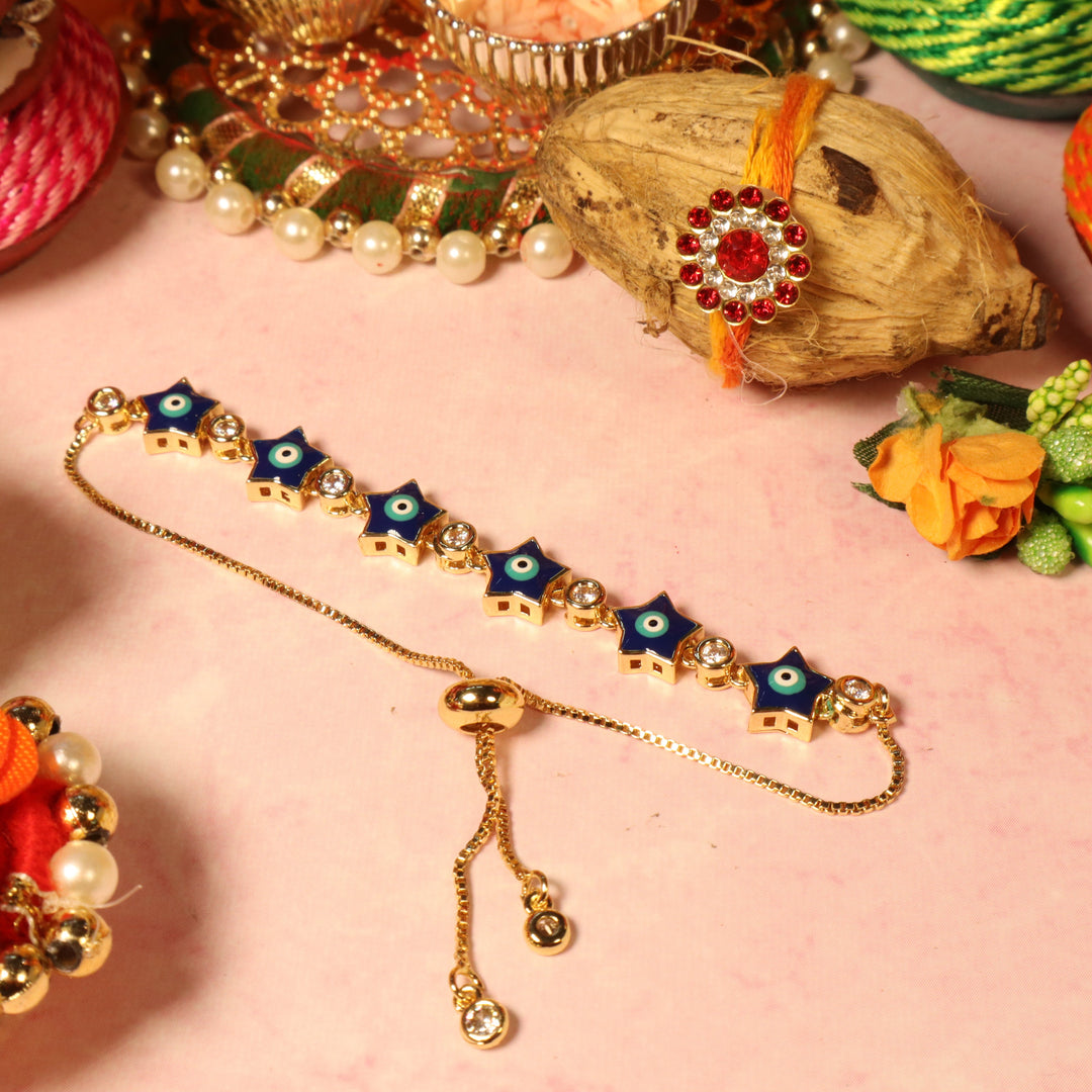 Set of 4 Turkish Blue Evil Eye Rakhi For Sisters - Salty Accessories