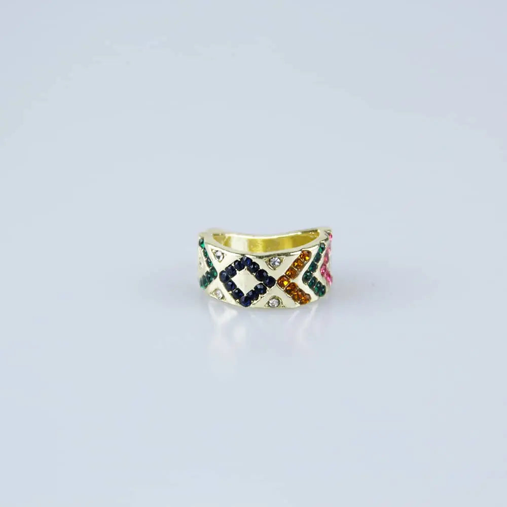 Stripes Inlaid Metal Gold Plated Clip on Cuff Earrings - Salty Accessories