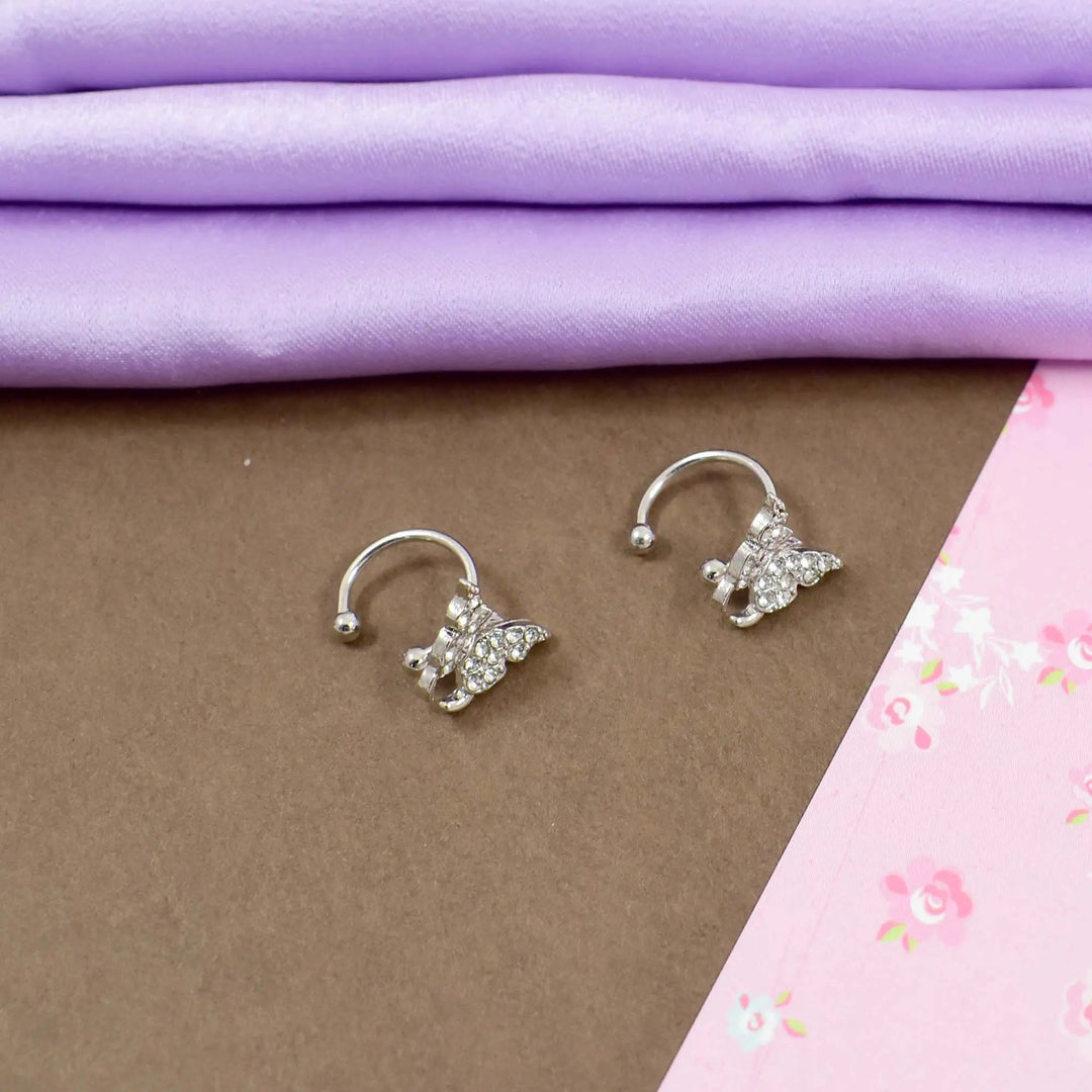 Studded Butterfly No-Piercing Clip on Cuff Earrings (Pair) - Salty Accessories