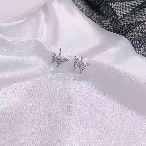 Studded Butterfly No-Piercing Clip on Cuff Earrings (Pair)