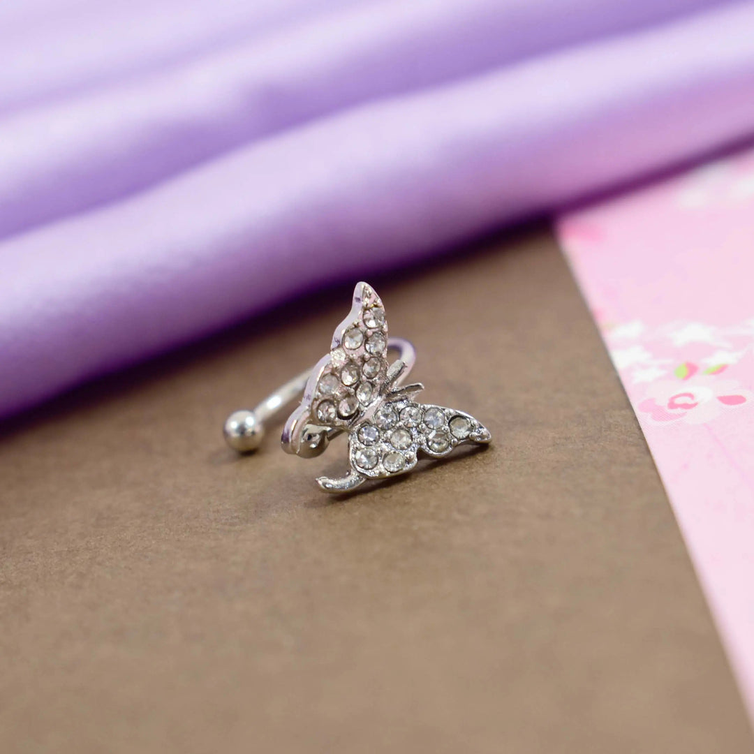 Studded Butterfly No-Piercing Clip on Cuff Earrings (Pair) - Salty Accessories