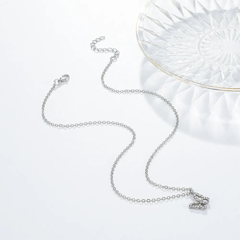 Studded Butterfly Silver Necklace - Salty Accessories