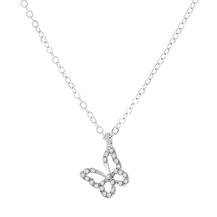 Studded Butterfly Silver Necklace - Salty Accessories