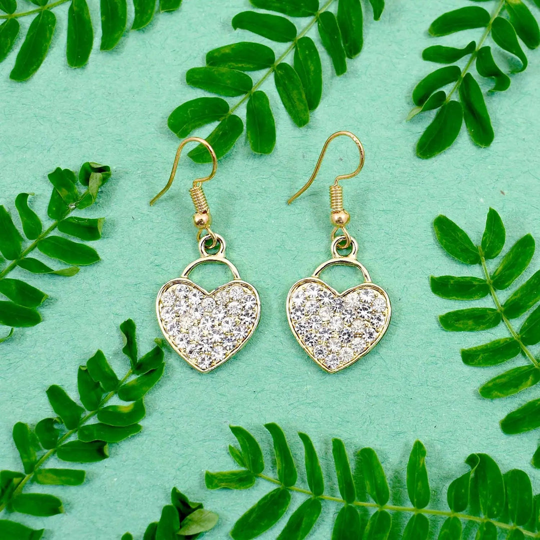 Studded Heart Bag Shaped Drop Earrings