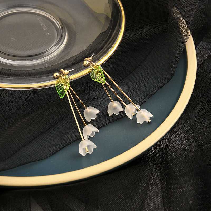 Stylish Flower and Leaf Long Drop Earrings - Salty Accessories