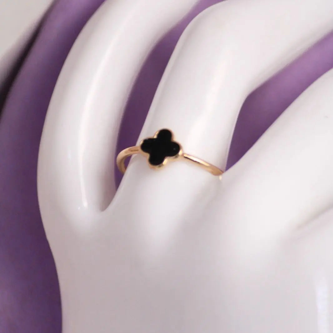 Subtle Black Clover Ring