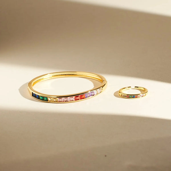 Subtle Multi Crystal Bracelet and Ring Set