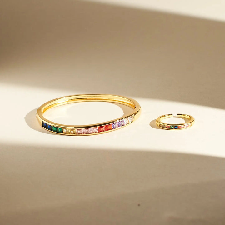 Subtle Multi Crystal Bracelet and Ring Set - Salty Accessories