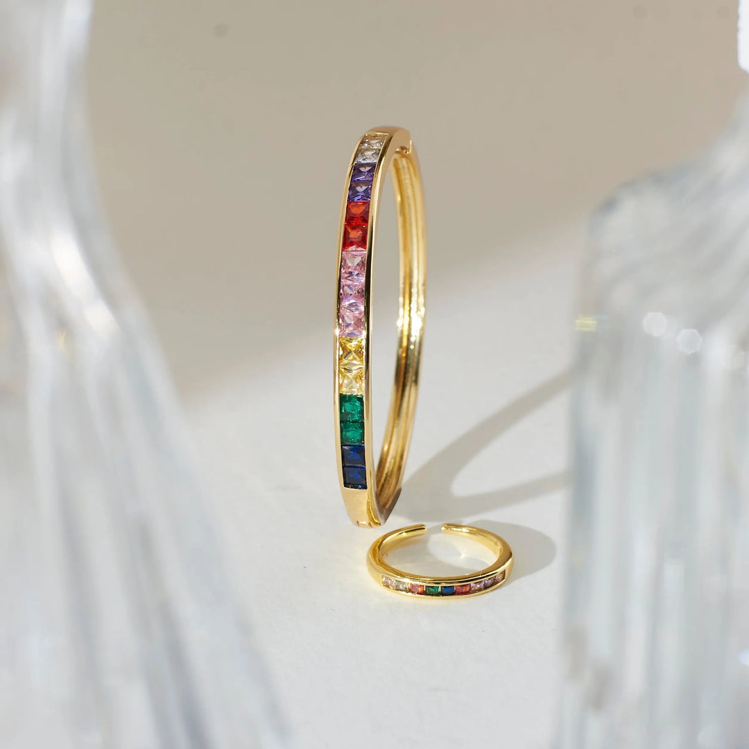 Subtle Multi Crystal Bracelet and Ring Set - Salty Accessories