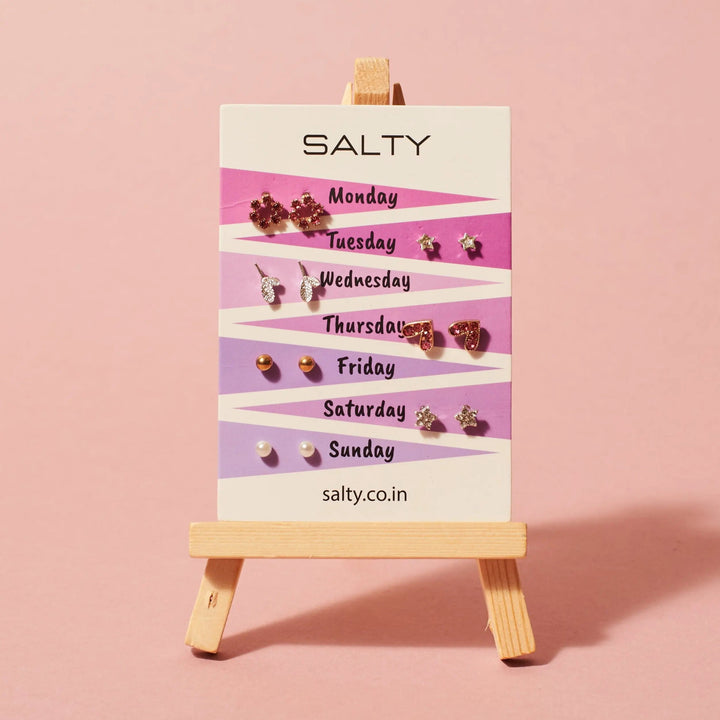 "Summer" Weekly 7 Stud Earrings Set | Salty